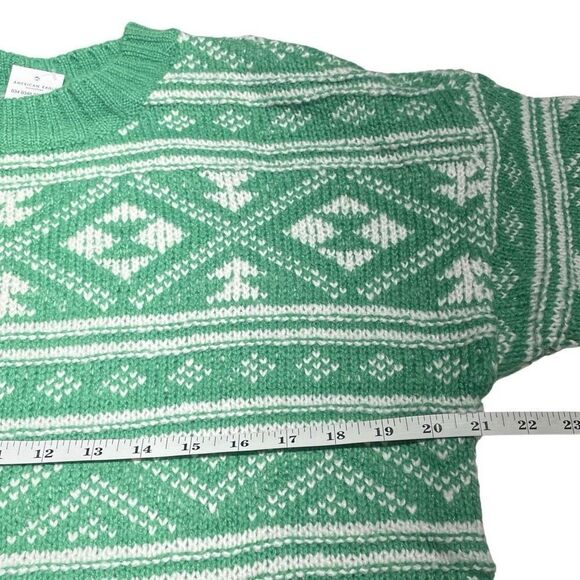 American Eagle Kelly Green Fair Isle Oversized Sweater N0402 - Picture 5 of 8